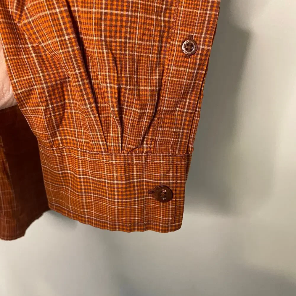 The North Face Orange Shirt Mens Long Sleeve Button Up Hike Fish Hunting Large